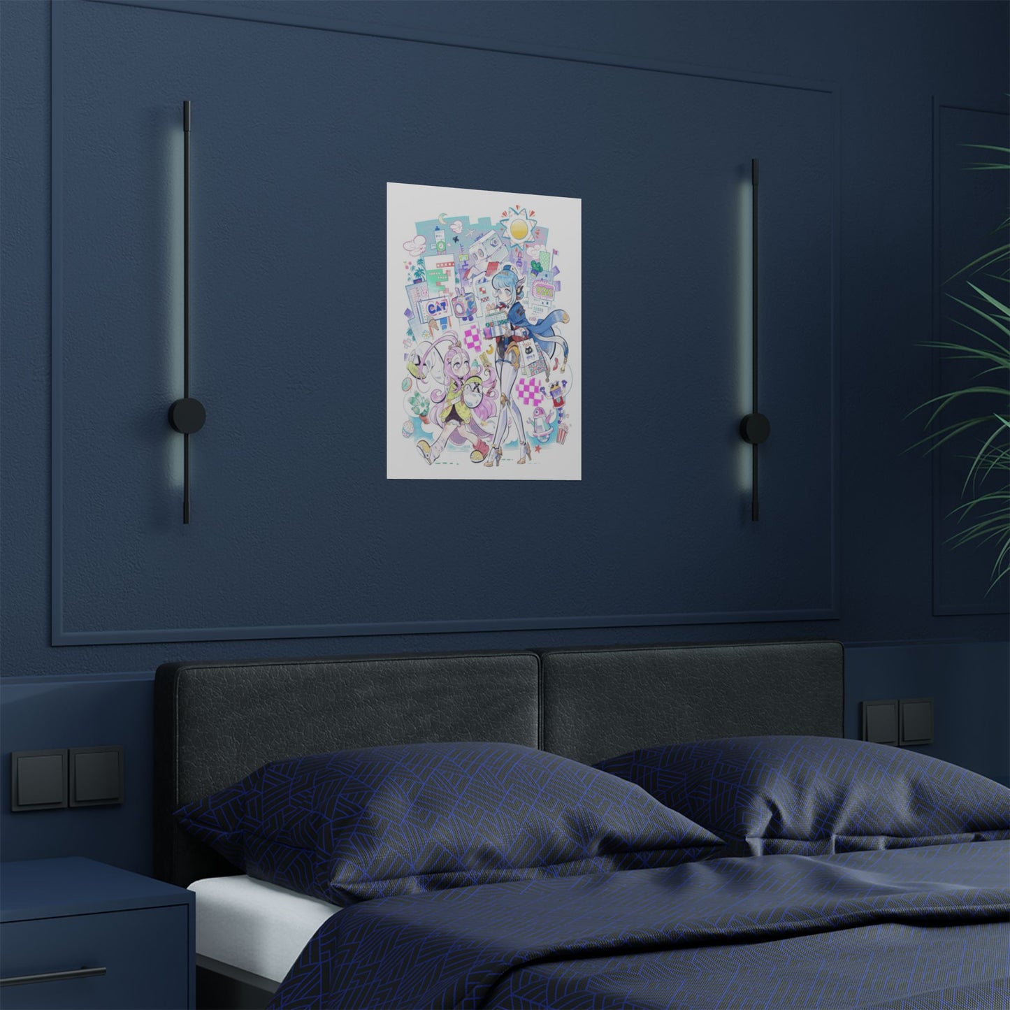 Vibrant Art Print, Whimsical Wall Decor, Retro Aesthetic Poster, Gifts for Art Lovers, Home Wall Art