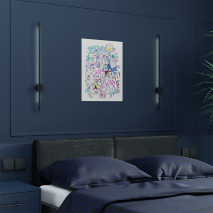 Vibrant Art Print, Whimsical Wall Decor, Retro Aesthetic Poster, Gifts for Art Lovers, Home Wall Art