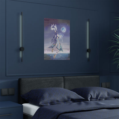 Ethereal Satin Poster, Fantasy Artwork, Magical Decor, Gift for Dreamers, Wall Art Print, Enchanted Home Decor
