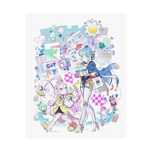 Vibrant Art Print, Whimsical Wall Decor, Retro Aesthetic Poster, Gifts for Art Lovers, Home Wall Art