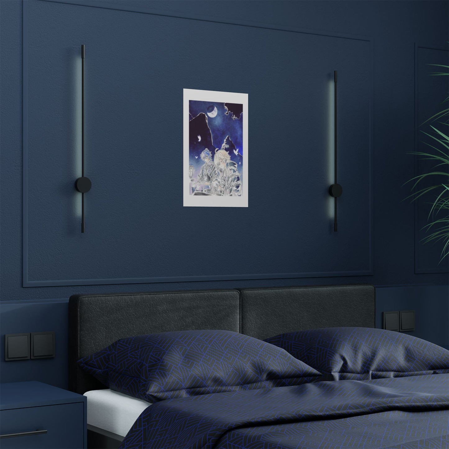 Dreamy Moonlit Satin Poster, Art Print, Bedroom Decor, Anime Wall Art, Gift for Fans, Home Aesthetic