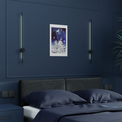 Dreamy Moonlit Satin Poster, Art Print, Bedroom Decor, Anime Wall Art, Gift for Fans, Home Aesthetic
