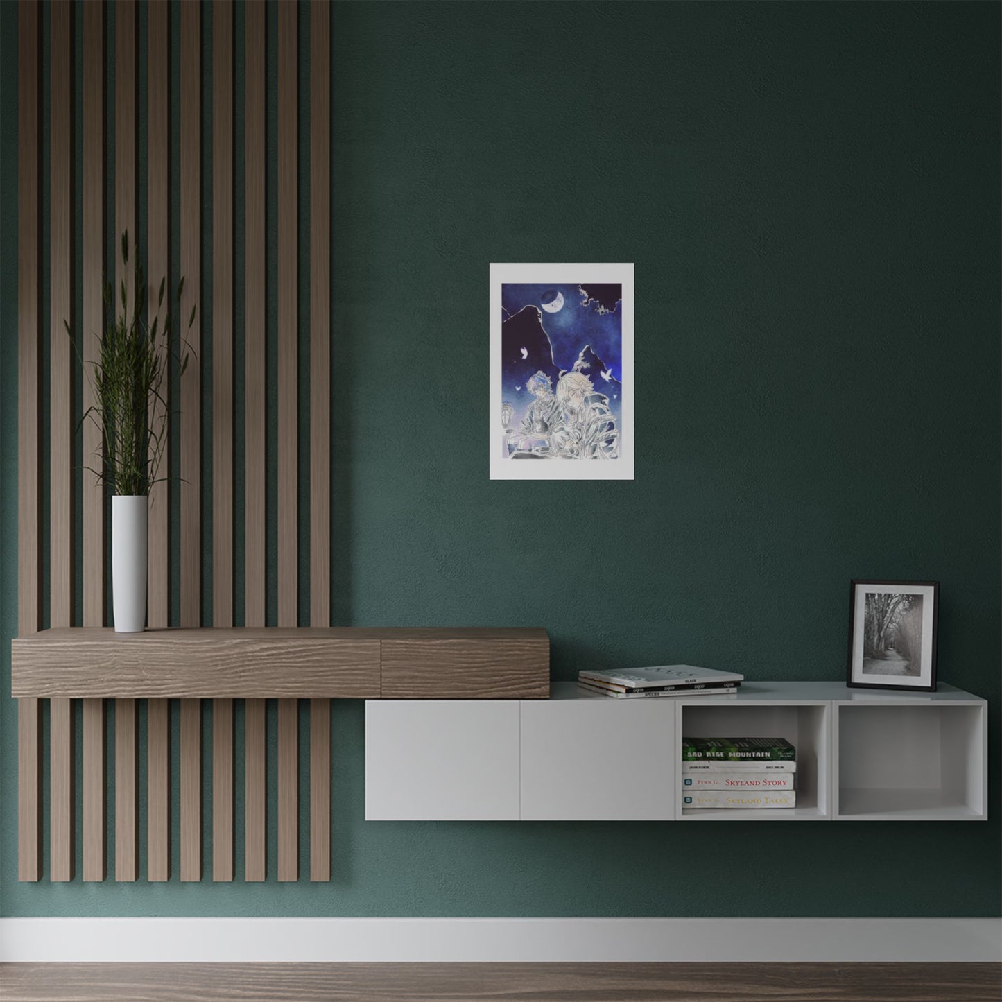 Dreamy Moonlit Satin Poster, Art Print, Bedroom Decor, Anime Wall Art, Gift for Fans, Home Aesthetic